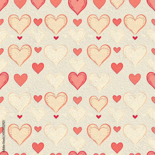 Valentine's Day card design. Illustration with oil paint. Pattern for printing on wall decorations, covers, wallpapers