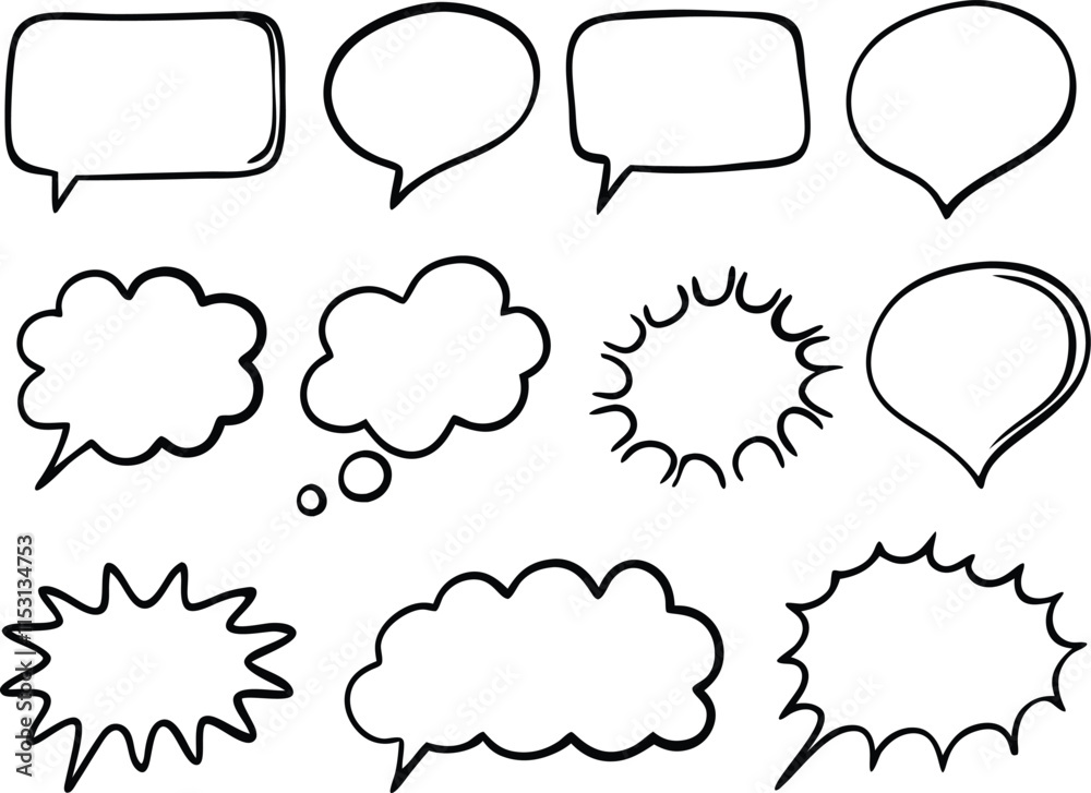 Set of comic speech bubbles blank white background Set of comic speech bubbles blank white background