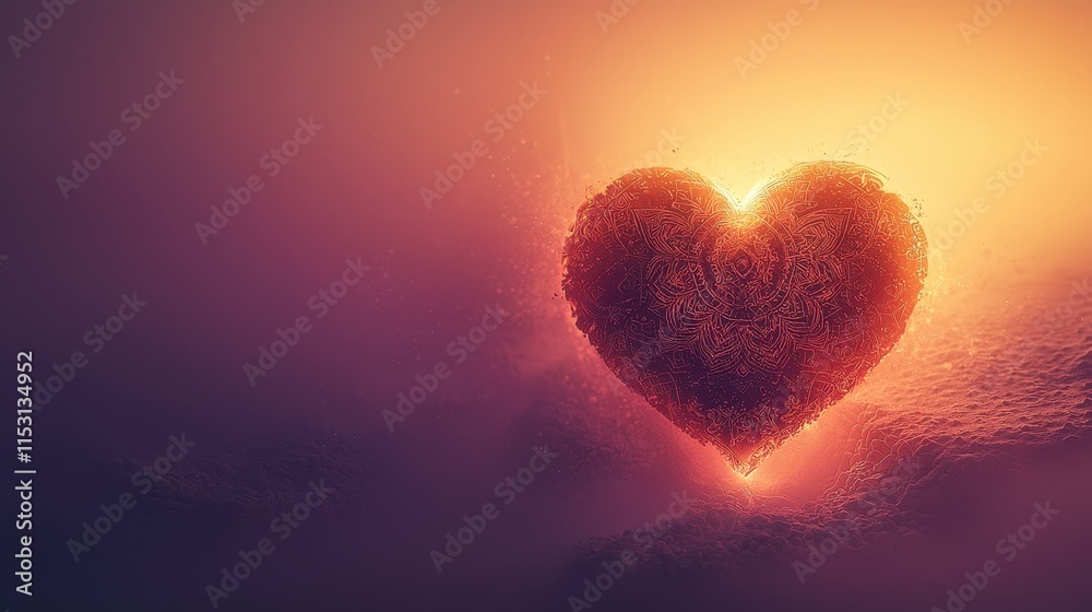 Fototapeta premium soothing illustration heart with mandala designs on a calming pink backdrop 