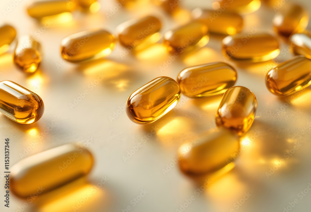 Golden Gel Capsules, Fish Oil Supplement, Omega-3 Pills, Translucent Oil Capsules, Vitamin E Softgels, Health and Wellness Supplements Golden Gel Capsules, Fish Oil Supplement, Omega-3 Pills, Translucent Oil Capsules, Vitamin E Softgels, Health and Wellness Supplements