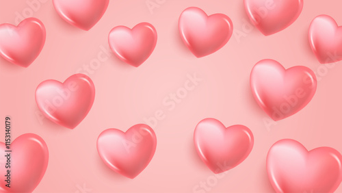 Red hearts. Festive background for Valentine's Day greetings or Wedding Day invitations. Vector illustration.