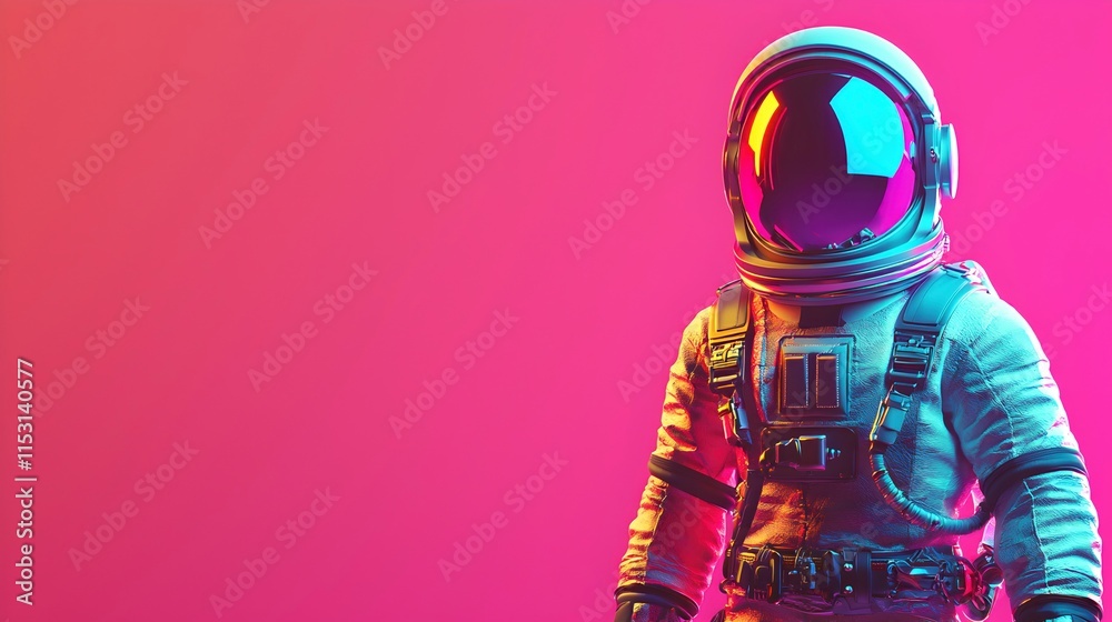 Colorful Astronaut Against Vibrant Background Colorful Astronaut Against Vibrant Background