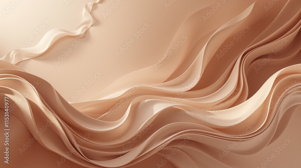 Fototapeta premium Abstract beige waves and spheres in 3D design