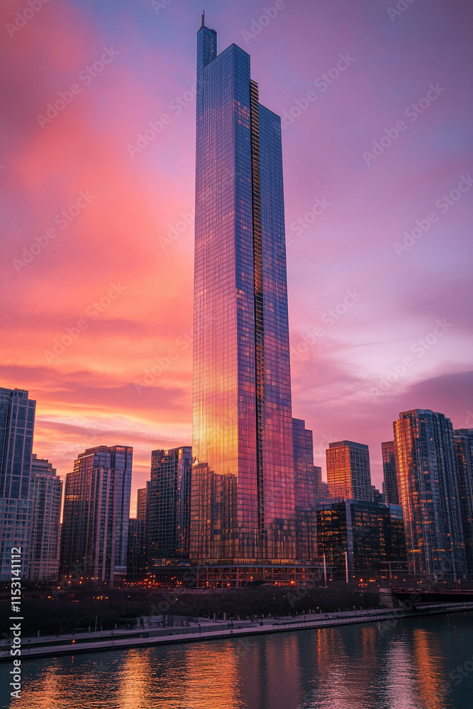 Obraz premium city skyline at sunset