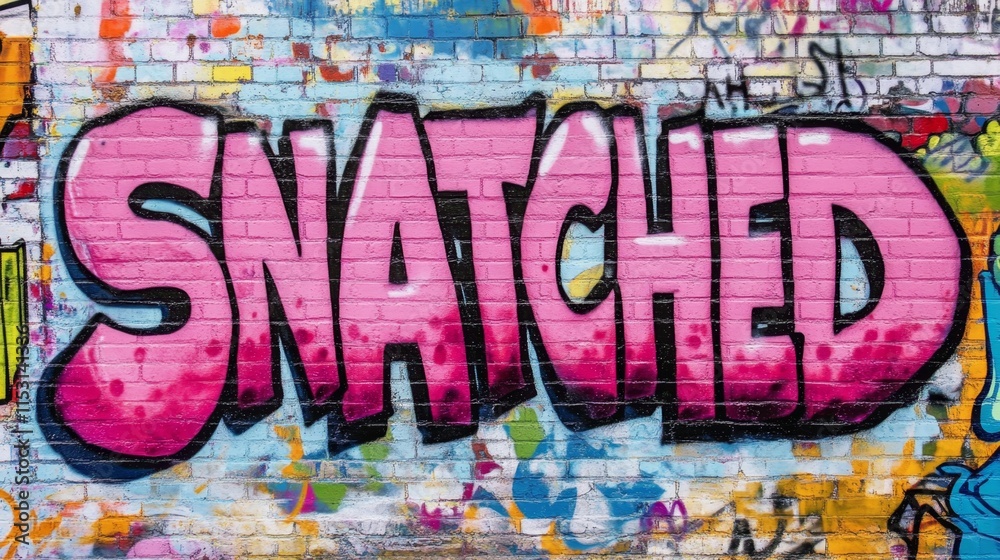 Obraz premium grungy street wall painted in graffiti style with Gen Z slang word 