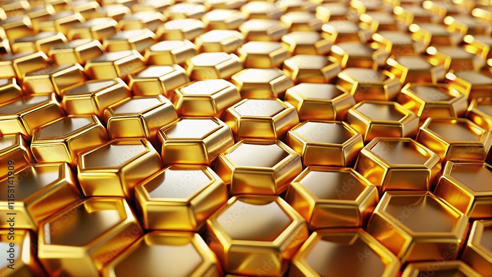 Fototapeta premium Golden Honeycomb Hexagon Pattern: Abstract Luxury Background