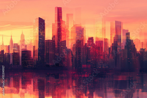 sunset over the city