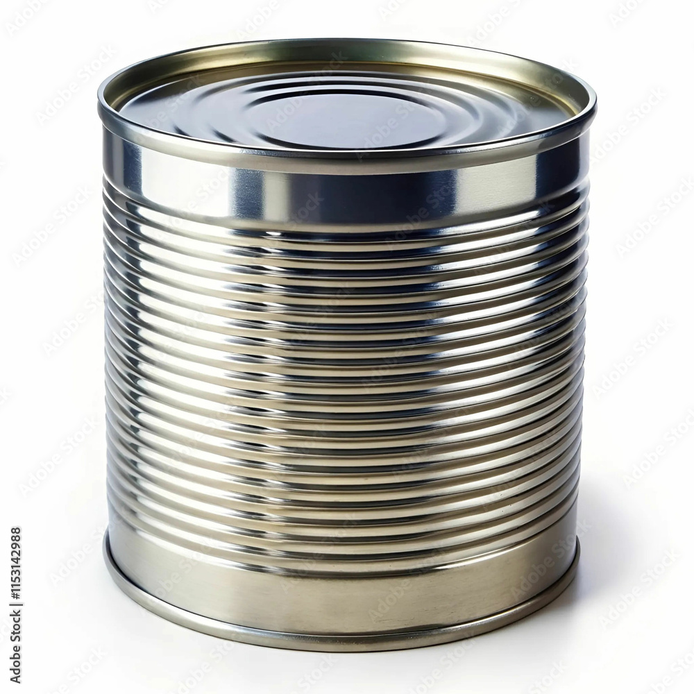 A simple tin can, typically used for storing food or beverages A simple tin can, typically used for storing food or beverages