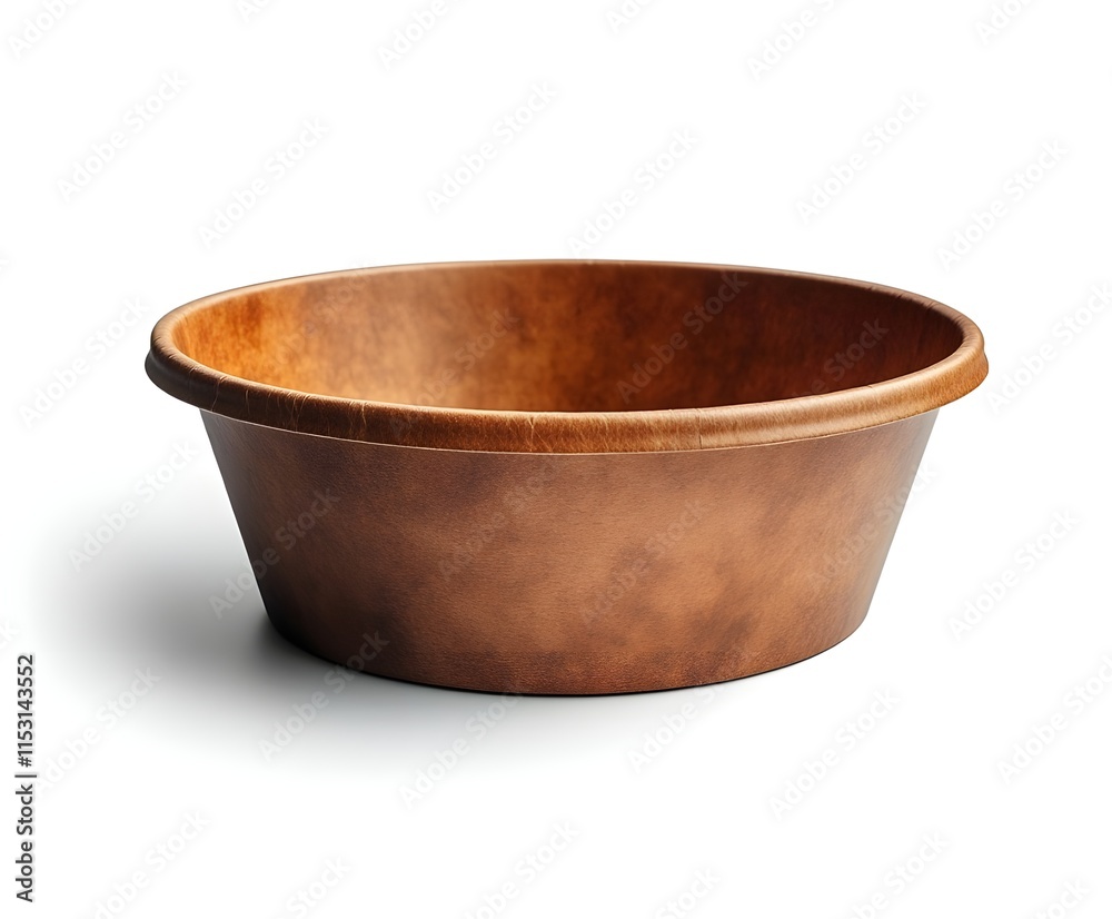 Empty brown ceramic bowl isolated on white background paper cup recycling design Empty brown ceramic bowl isolated on white background paper cup recycling design