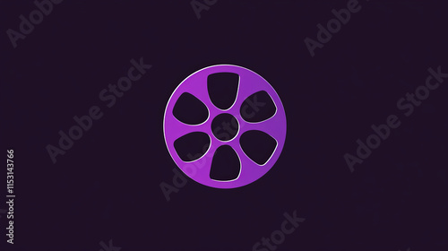 Vector film reel logo. Media business logotype. Purple style