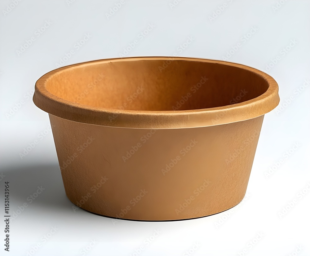 Single, empty brown paper bowl isolated on white background Single, empty brown paper bowl isolated on white background