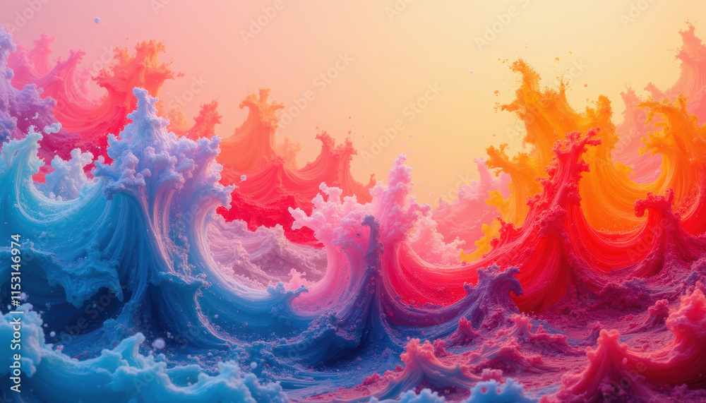 Naklejka premium Abstract fluid art background with swirling, multicolored paint strokes, vibrant and dynamic composition