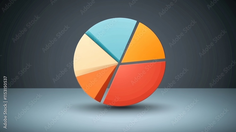 Fototapeta premium Colorful pie chart representing data analysis and statistics in a modern design.