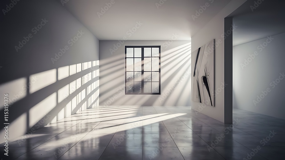 Obraz premium white empty room with shadow and light from window