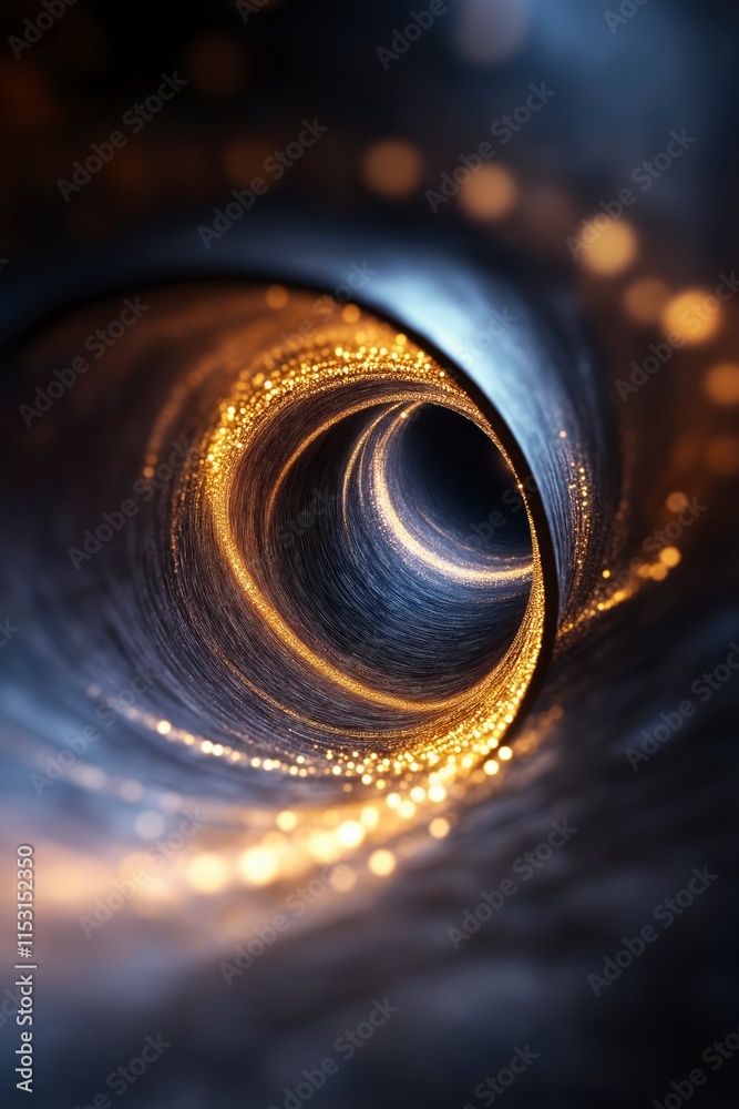 Surreal Galaxy Scene with Spiraling Light Effects and Mystical Vortex in a Stunning Digital Art Representation