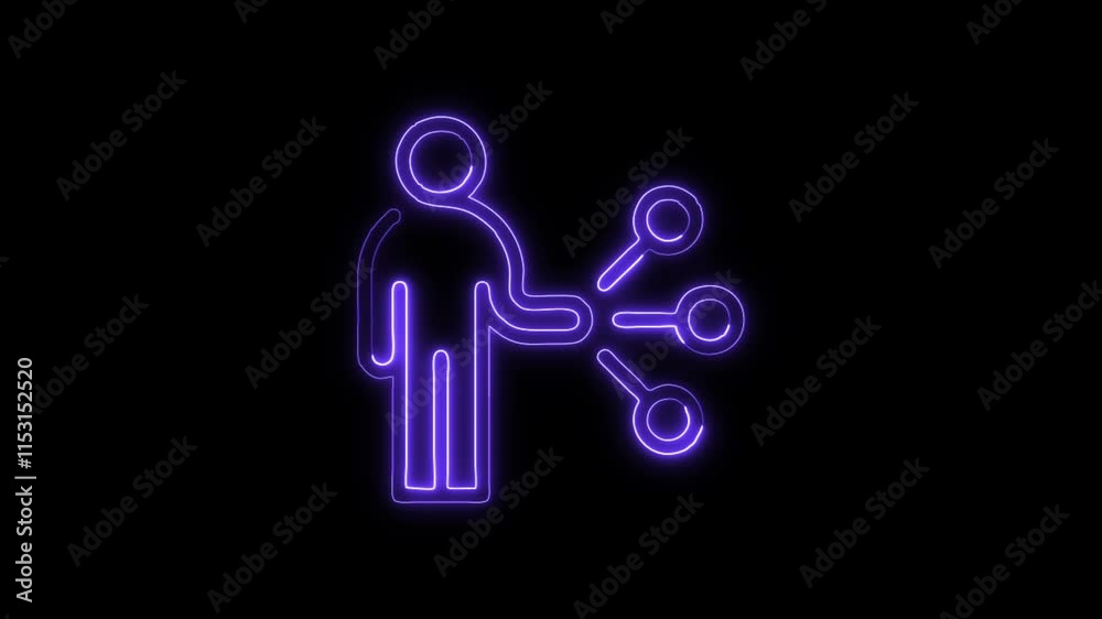 Glowing neon Network icon isolated on black background. HD Video motion graphic animation Glowing neon Network icon isolated on black background. HD Video motion graphic animation