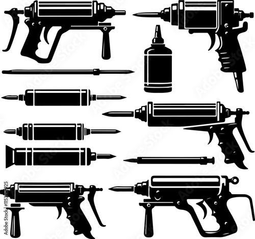 Caulking Gun Silhouette Vector Art