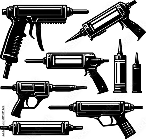 Caulking Gun Silhouette Vector Art