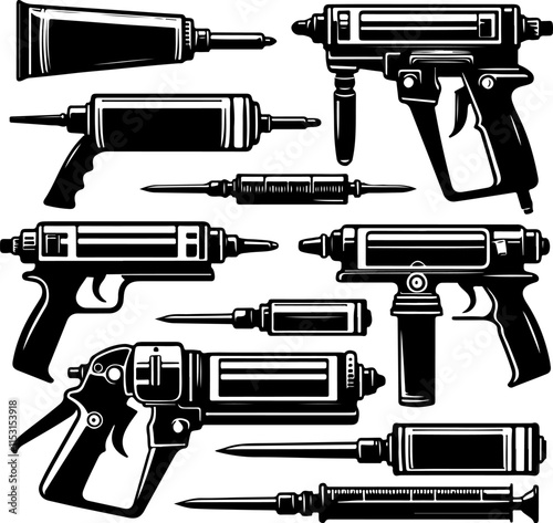 Caulking Gun Silhouette Vector Art