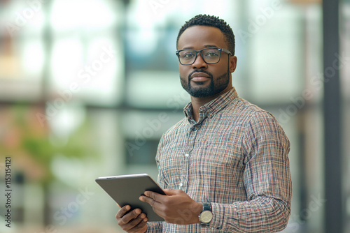 man using digital tablet
