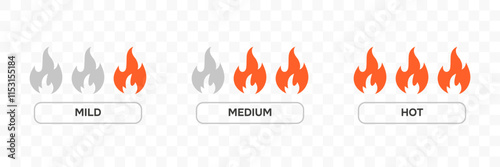 Spicy scale indicator. Level of hot meal. Vector illustration