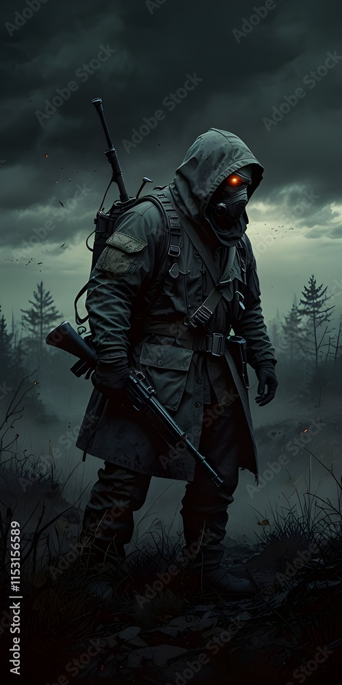 Fototapeta premium warrior with gun close view