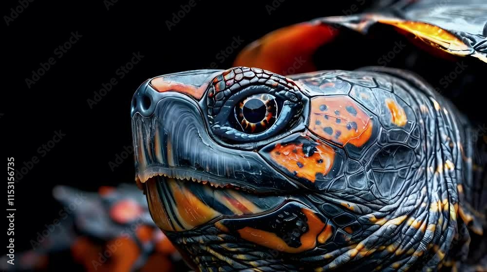 Turtle against dark background. Turtle against dark background.