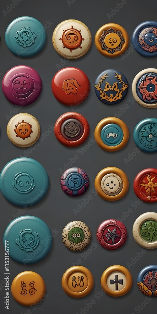 set of buttons colorful close view set of buttons colorful close view