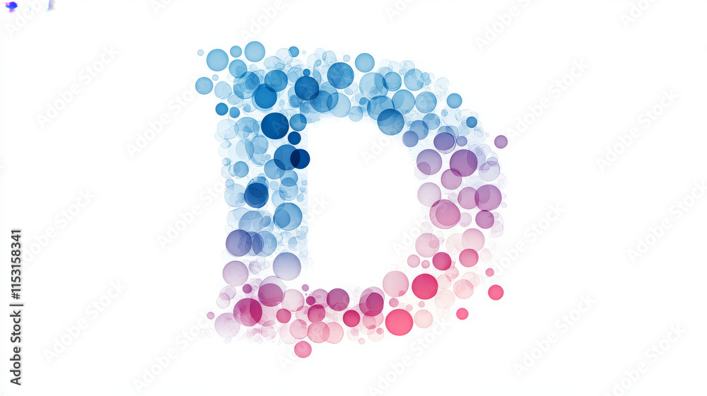 Letter D from the particles. The letter D consists of circles and points. Vector illustration. Letter D from the particles. The letter D consists of circles and points. Vector illustration.