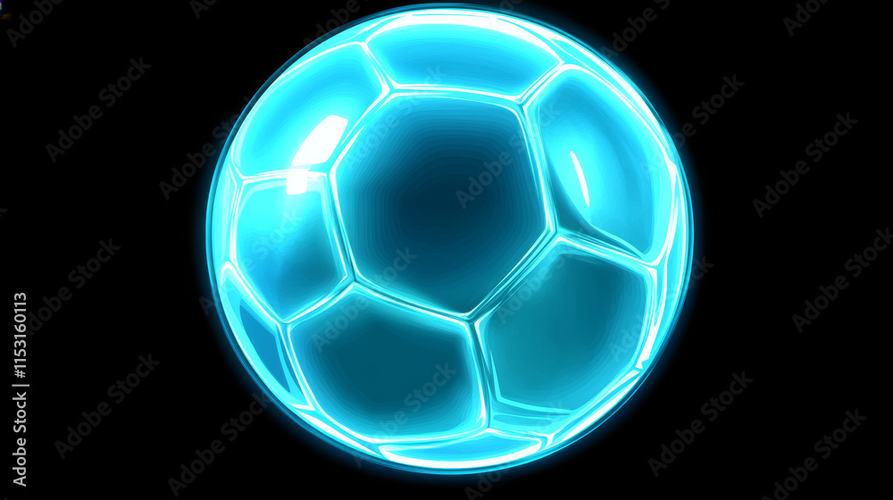 Naklejka premium Football of blue glowing dots. Football vector illustration