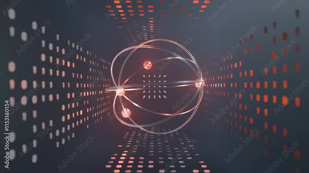 Abstract system of quantum computing, the future supercomputer technology, 3d rendering

