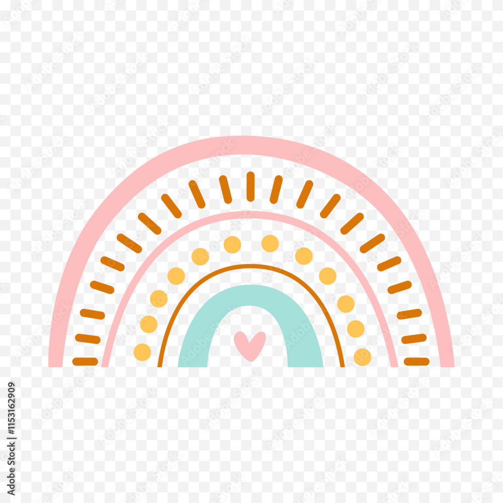 Hand drawn rainbow element. Boho rainbow hand drawn illustration Hand drawn rainbow element. Boho rainbow hand drawn illustration