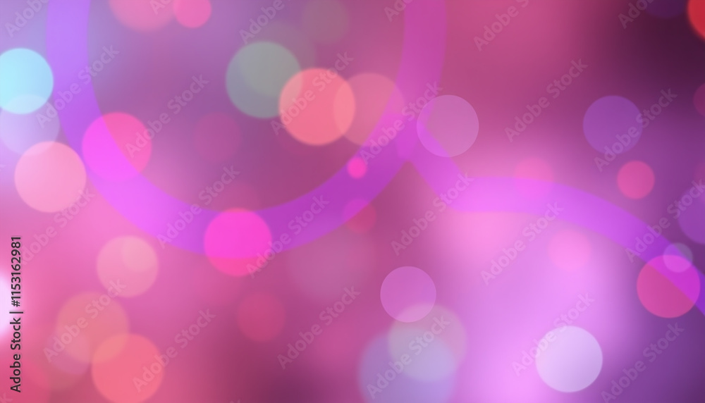 Abstract Color Spectrum of curves, lines and angles, diagonal stripes and concentric circles with bokeh effect