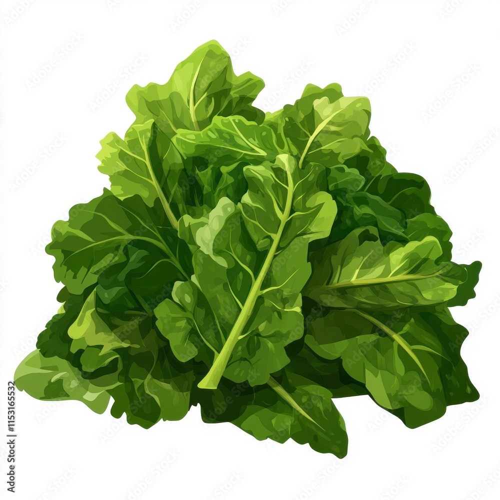 Obraz premium Fresh green lettuce leaves arranged artistically, showcasing vibrant colors and textures.