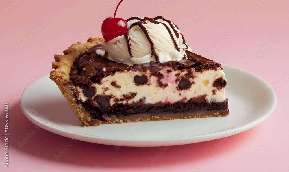 a high resolution photograph of a slice of pie with a chocolate chip cookie as the crust, Generative AI a high resolution photograph of a slice of pie with a chocolate chip cookie as the crust, Generative AI