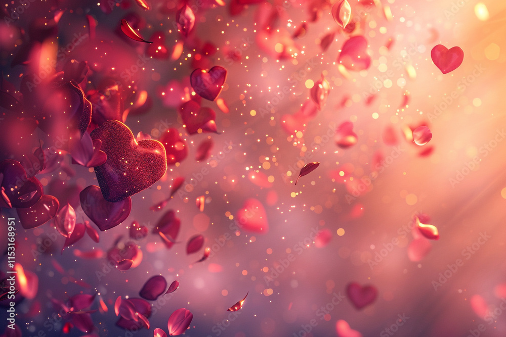 A Dreamy Valentine-Themed Background with Glowing Red Highlights A Dreamy Valentine-Themed Background with Glowing Red Highlights