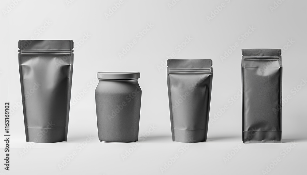 Gray packaging template for your design. In different angles on a white background Gray packaging template for your design. In different angles on a white background