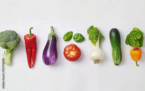 Vibrant Vegetable Medley Presentation on white background.PNG photo