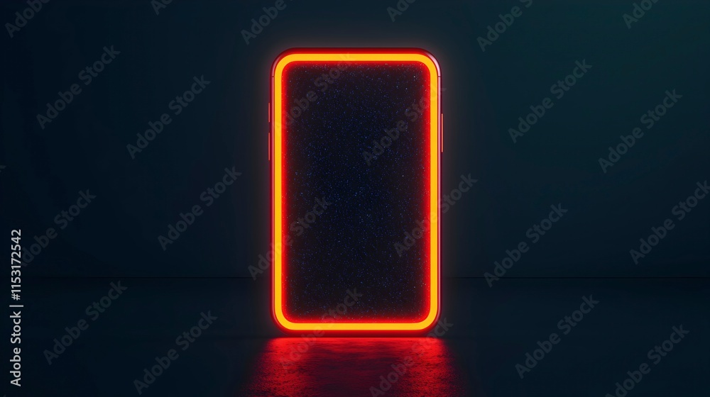 Neon Framed Smartphone on Dark Background Neon Framed Smartphone on Dark Background