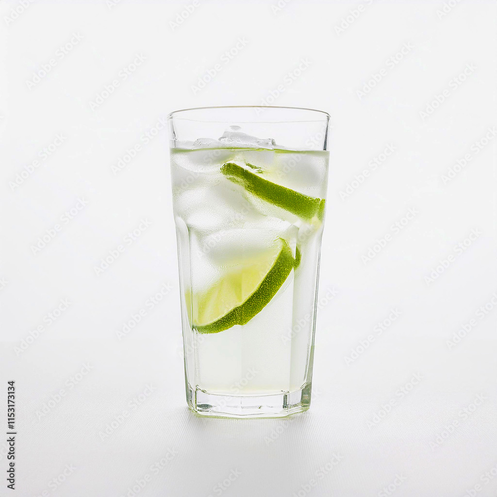 Clean transparent iced lemonade drink on white Clean transparent iced lemonade drink on white