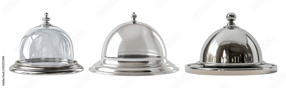 3D Rendering Pack of a Restaurant Cloche on Transparent Background 3D Rendering Pack of a Restaurant Cloche on Transparent Background