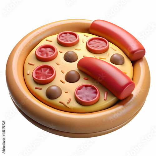3D Render of a Delicious Pizza with Pepperoni and Sausage