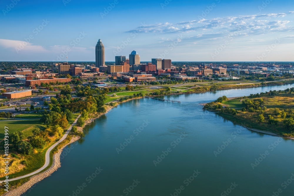 Naklejka premium Stunning Aerial View of Omaha Nebraska Skyline for Urban Planning and Design