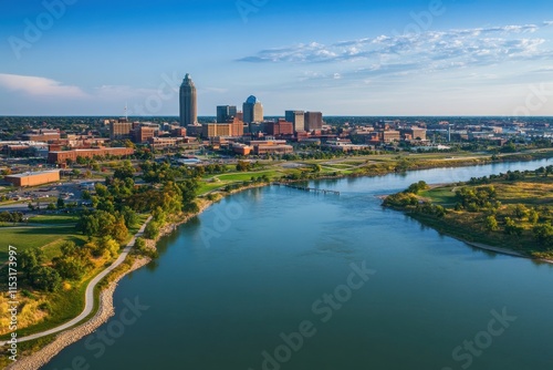 Stunning Aerial View of Omaha Nebraska Skyline for Urban Planning and Design