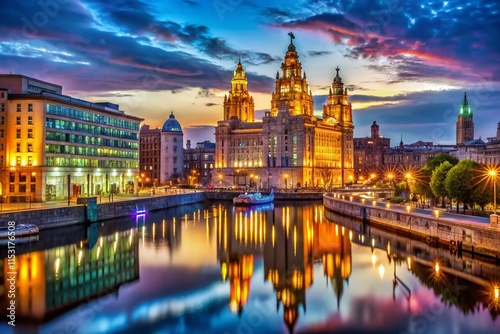 Wallpaper Mural Liverpool City Centre Night Photography: Vibrant Skyline & Iconic Architecture Torontodigital.ca