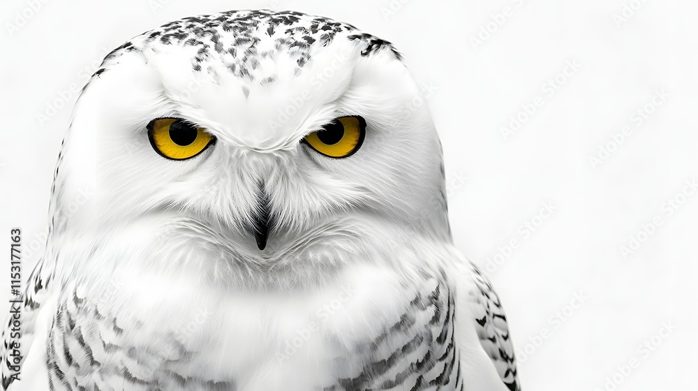 Obraz premium Majestic Snowy Owl Close Up Portrait Showing Detail