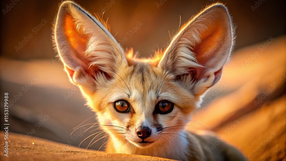 Long Exposure Macro Photography: Rare Fennec Fox in Desert Habitat Long Exposure Macro Photography: Rare Fennec Fox in Desert Habitat