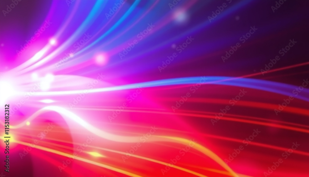 Fototapeta premium Abstract Color Spectrum of curves, lines and angles, diagonal stripes and concentric circles with bokeh effect