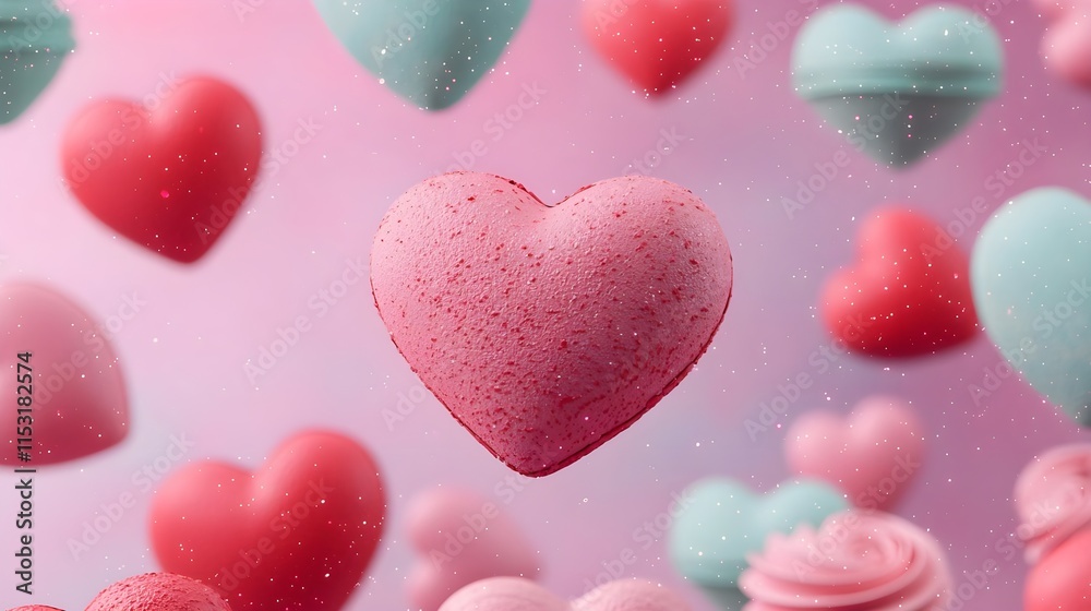Fototapeta premium pink heart shapes, valentine's day, love - 3d render