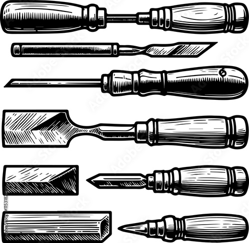 Chisel Silhouette Vector Art for Crafting Design